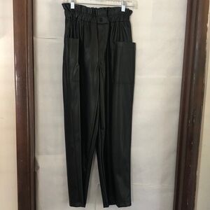Black High-Waisted Faux Leather Pants
